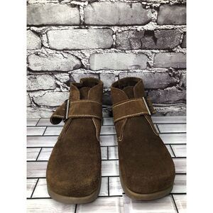 Kalso Earth Brown Suede Leather Strap Boots Men Sz 10.25M US/Women 11.75M US